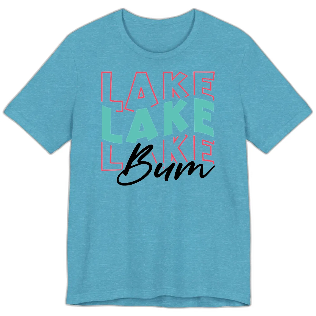 Lake Bum Typography Design Premium T-Shirt in Heather Aqua