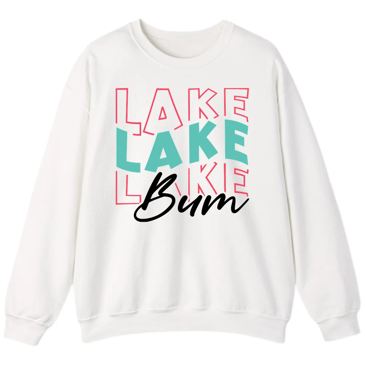 Lake Bum Typography Design Sweatshirt in White