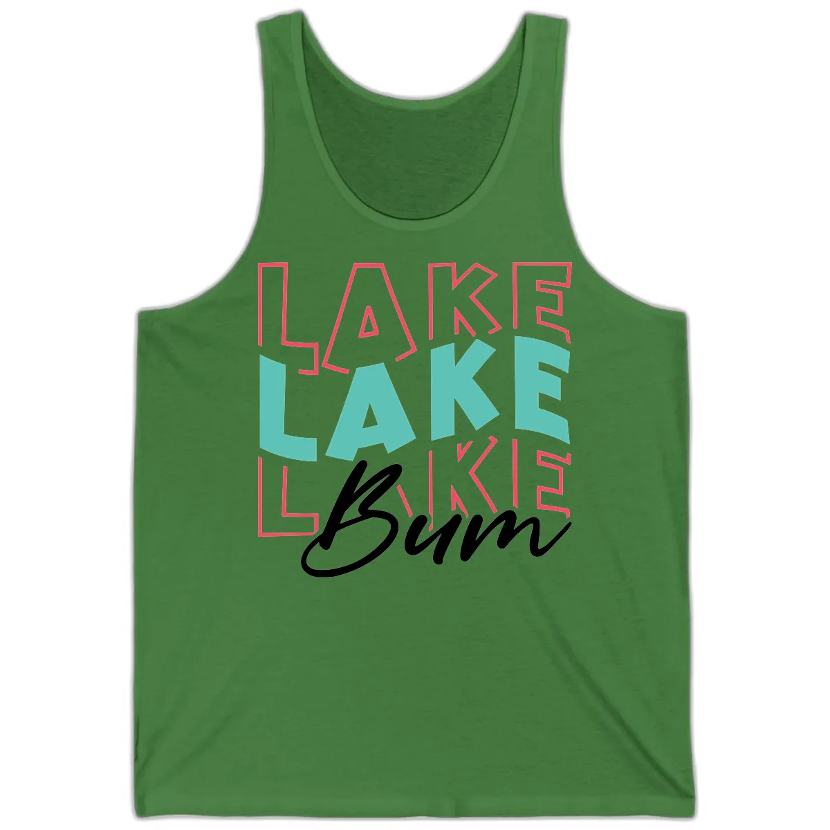 Lake Bum Typography Design Tank in Leaf