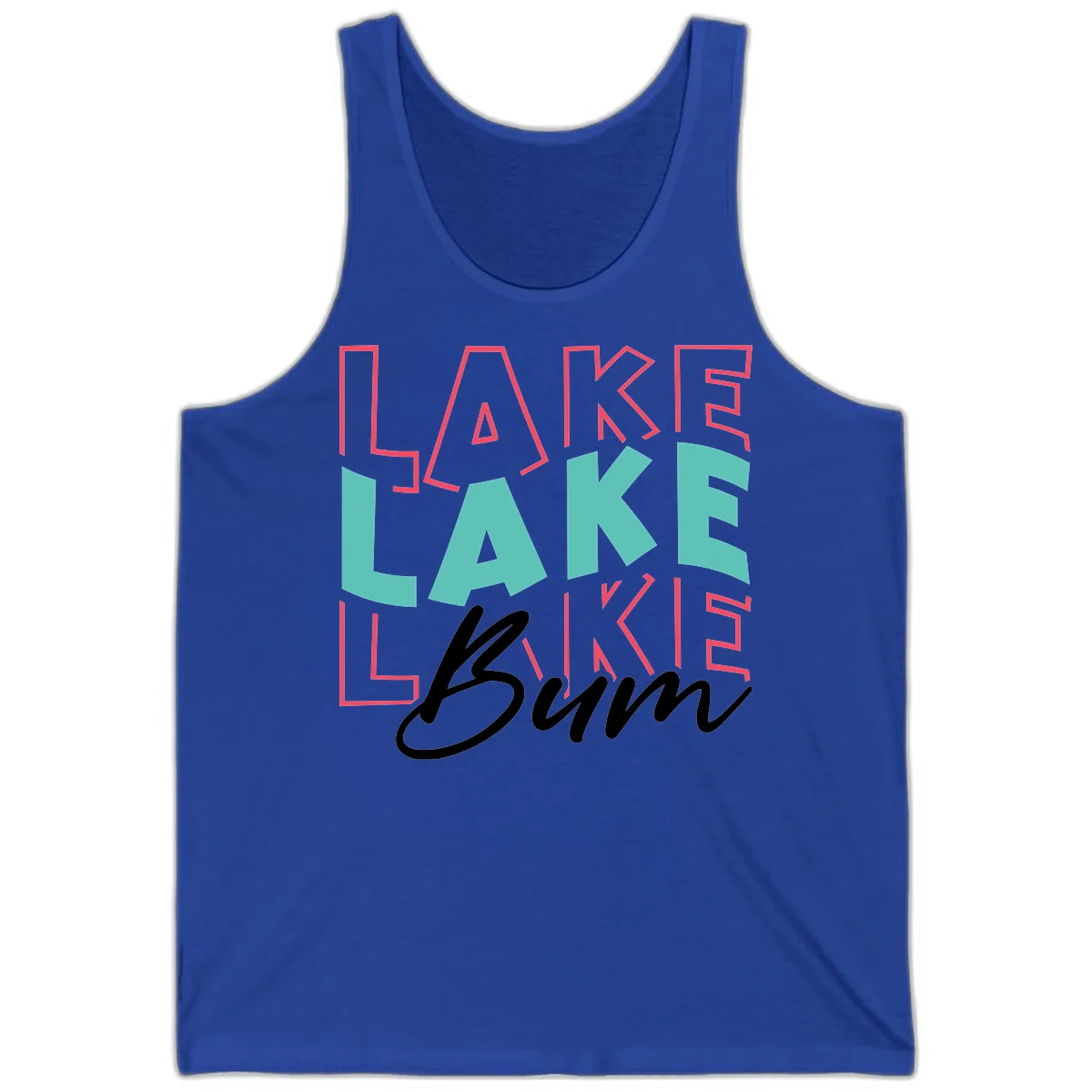 Lake Bum Typography Design Tank in True Royal