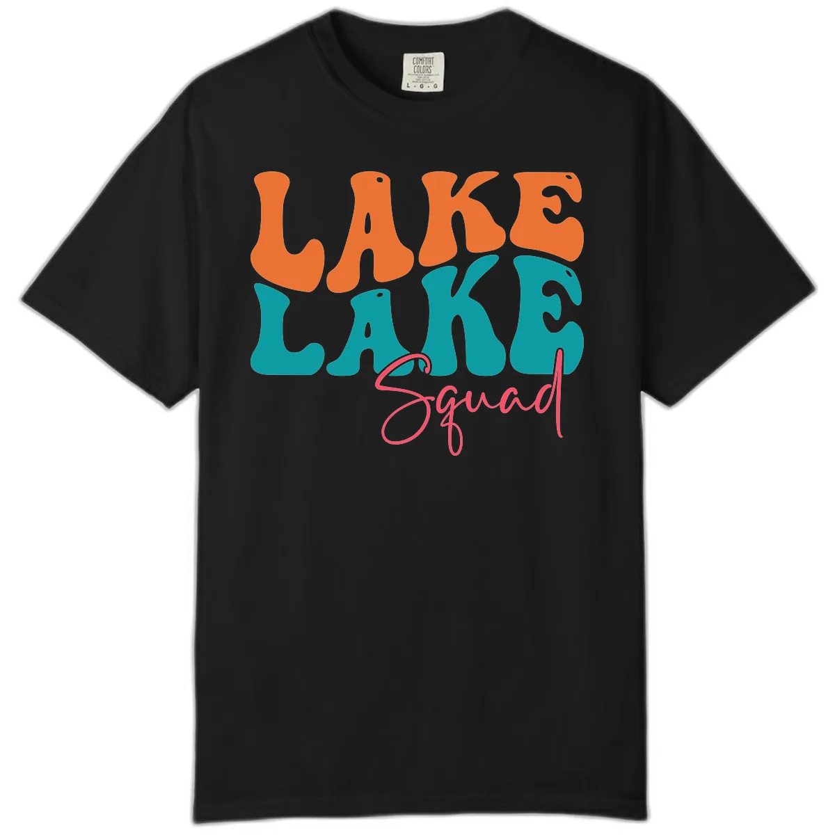 Retro Lake Life Squad Apparel Comfort Color in Black
