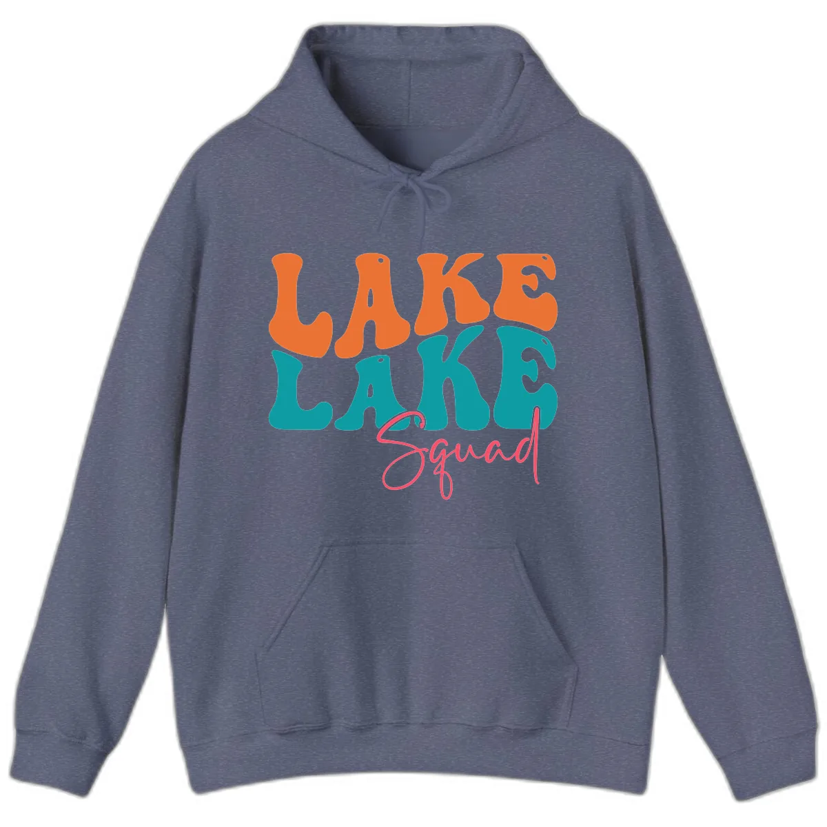 Retro Lake Life Squad Apparel Hoodie in Heather Navy