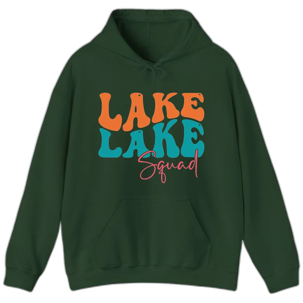 Retro Lake Life Squad Apparel Hoodie in Forest Green