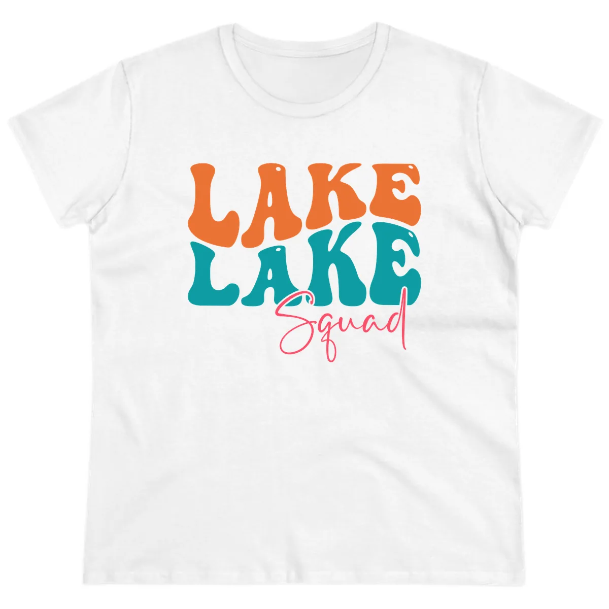 Retro Lake Life Squad Apparel Ladies Tee in White