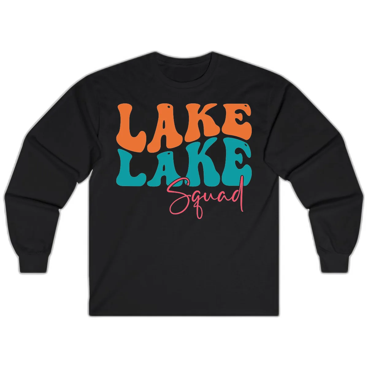 Retro Lake Life Squad Apparel Long Sleeve in Black