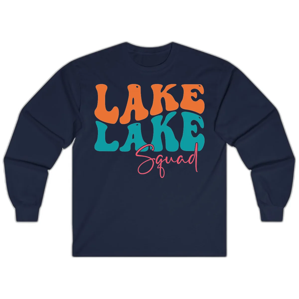 Retro Lake Life Squad Apparel Long Sleeve in Navy