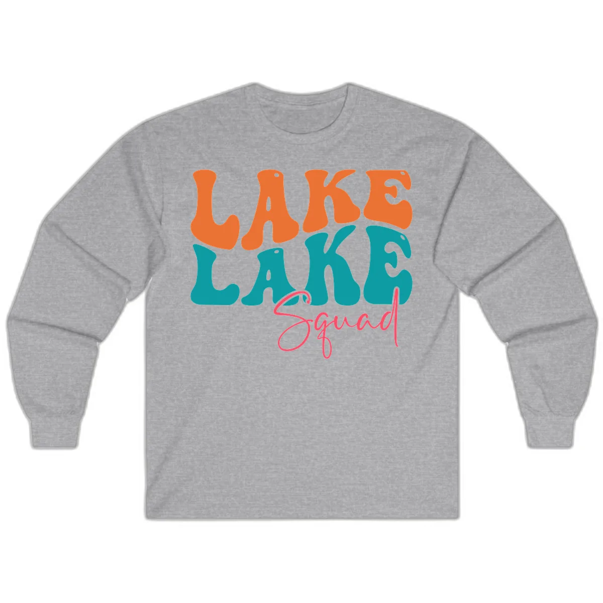 Retro Lake Life Squad Apparel Long Sleeve in Sport Grey