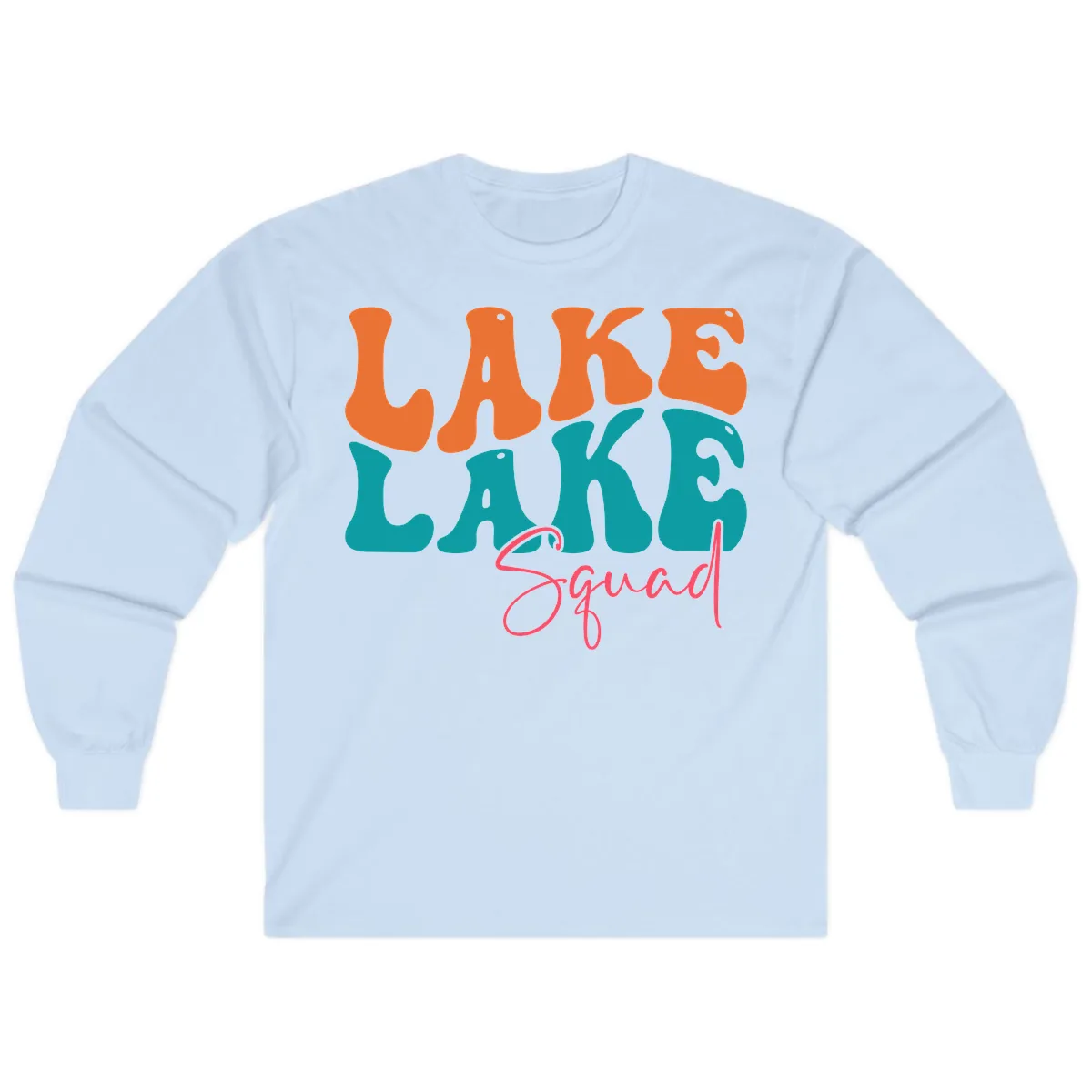 Retro Lake Life Squad Apparel Long Sleeve in Light Blue