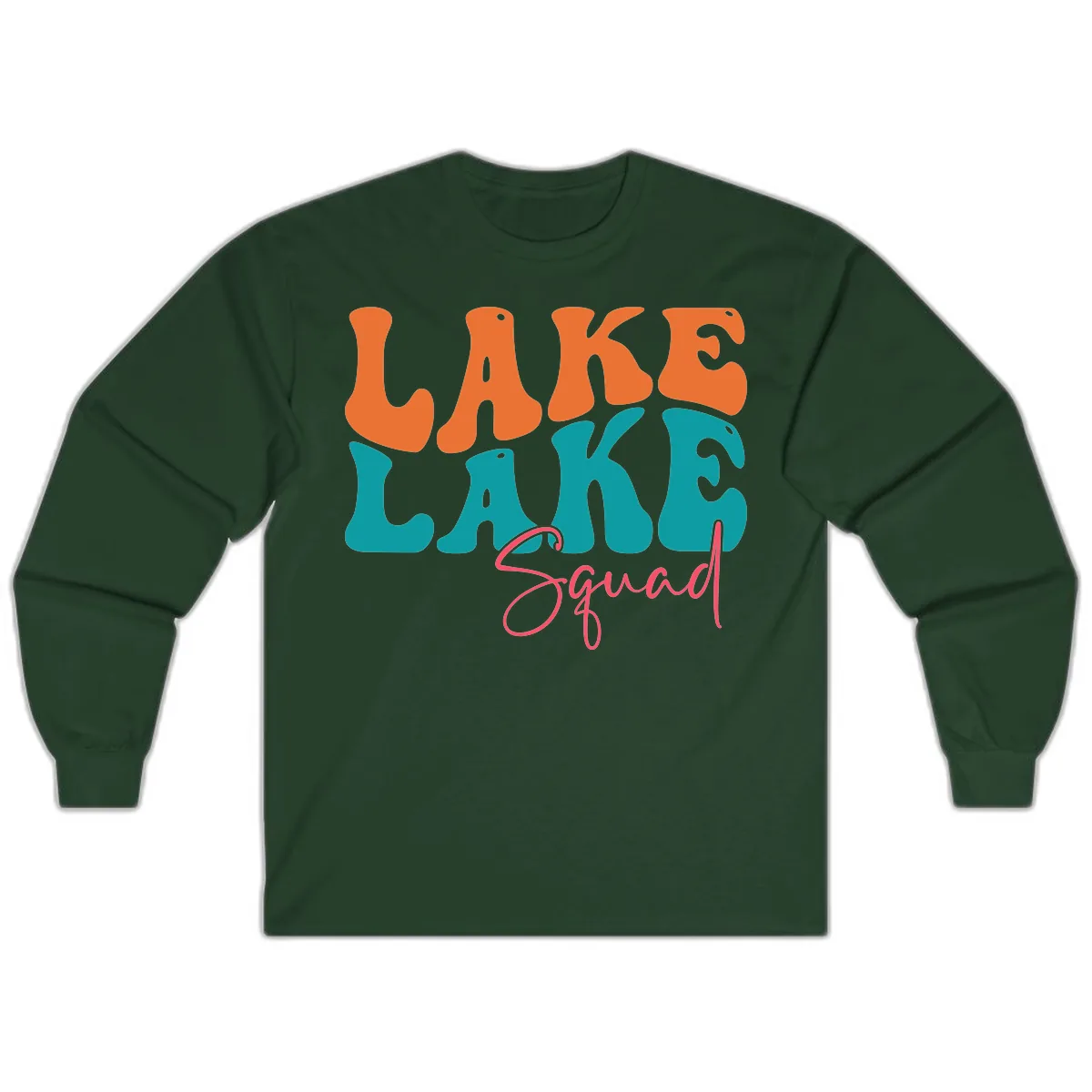 Retro Lake Life Squad Apparel Long Sleeve in Forest Green