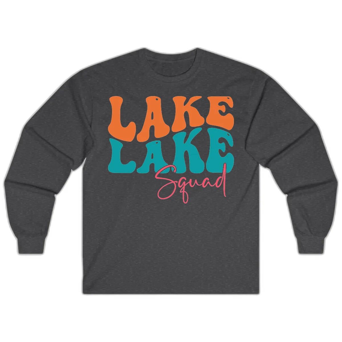 Retro Lake Life Squad Apparel Long Sleeve in Dark Heather