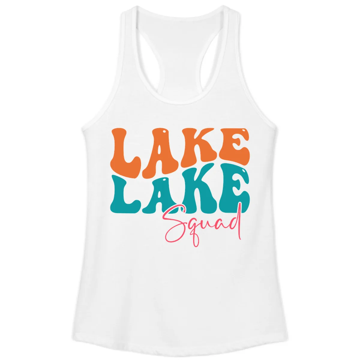 Retro Lake Life Squad Apparel Ladies Tank in White