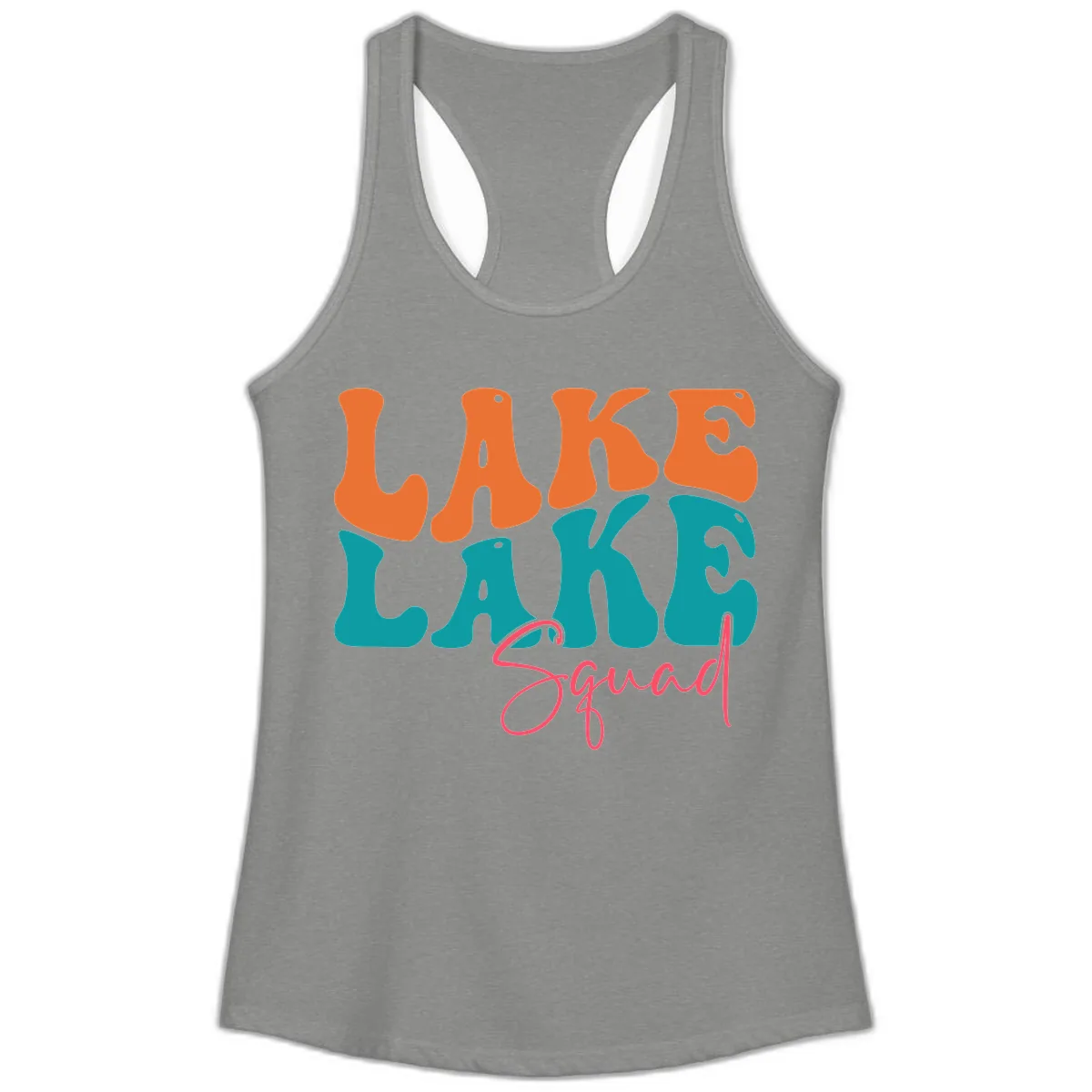 Retro Lake Life Squad Apparel Ladies Tank in Heather Grey