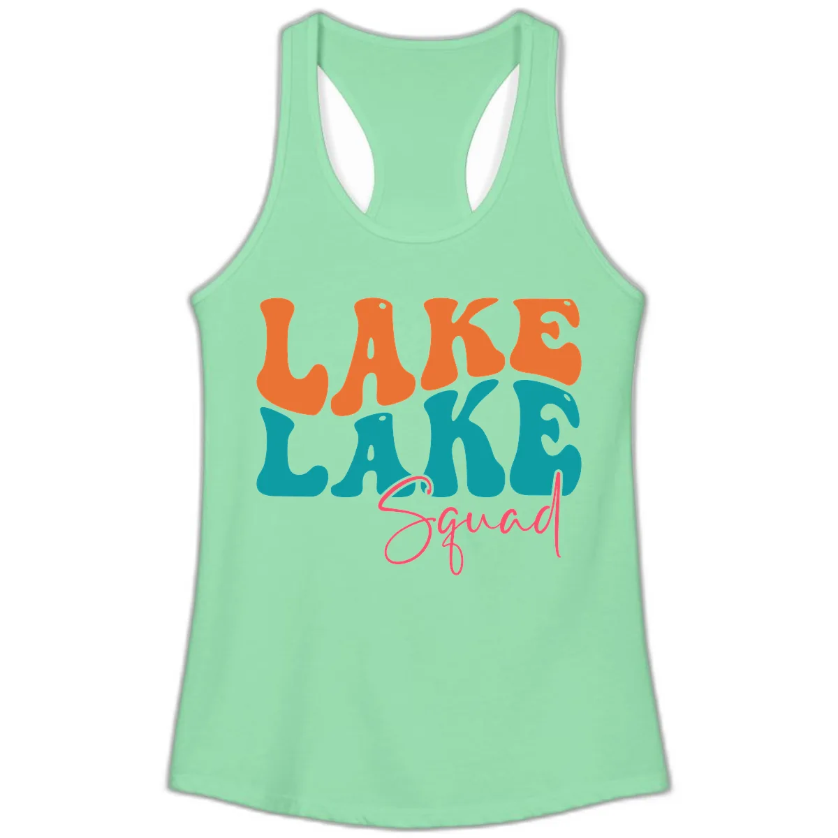 Retro Lake Life Squad Apparel Ladies Tank in Solid Mint