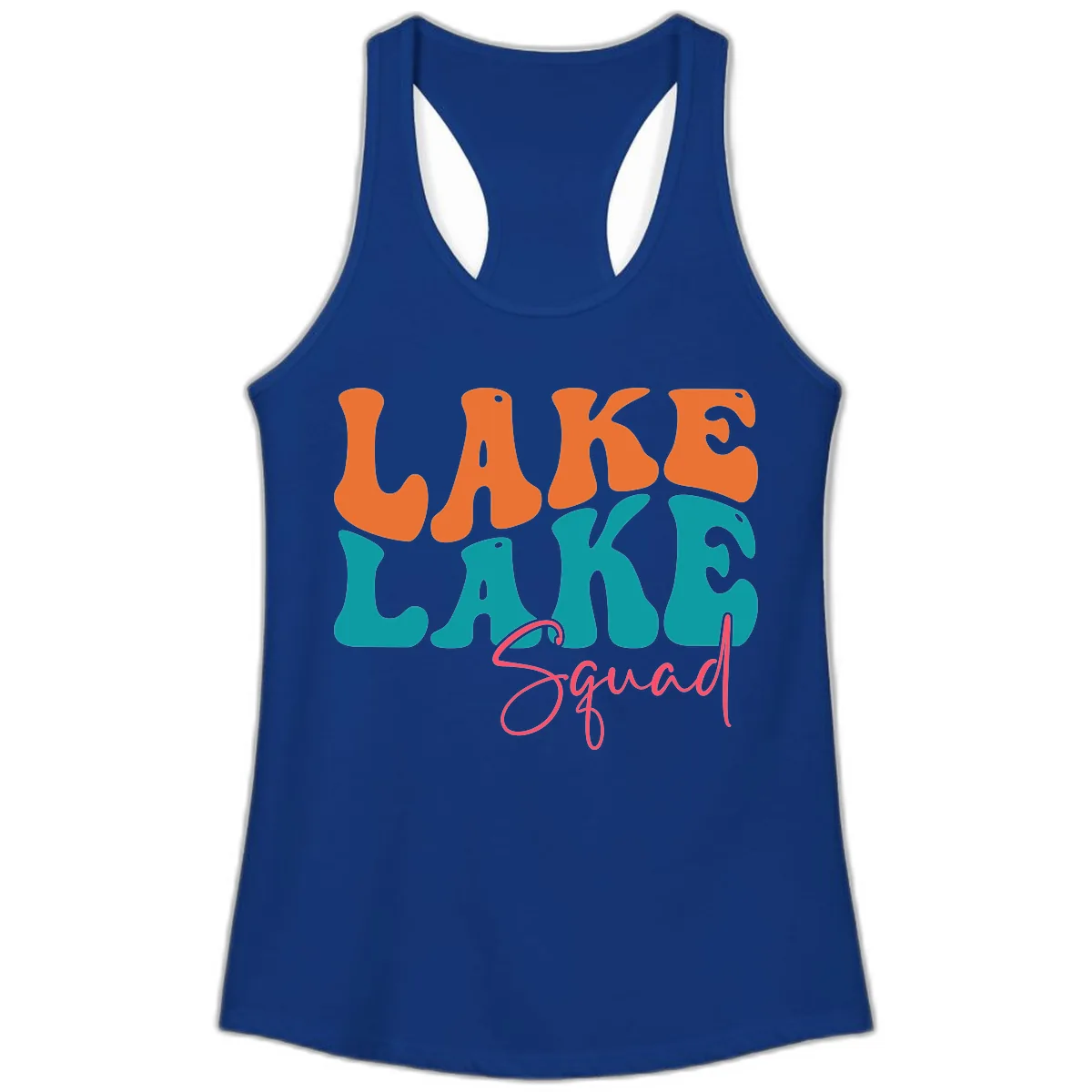 Retro Lake Life Squad Apparel Ladies Tank in Solid Royal