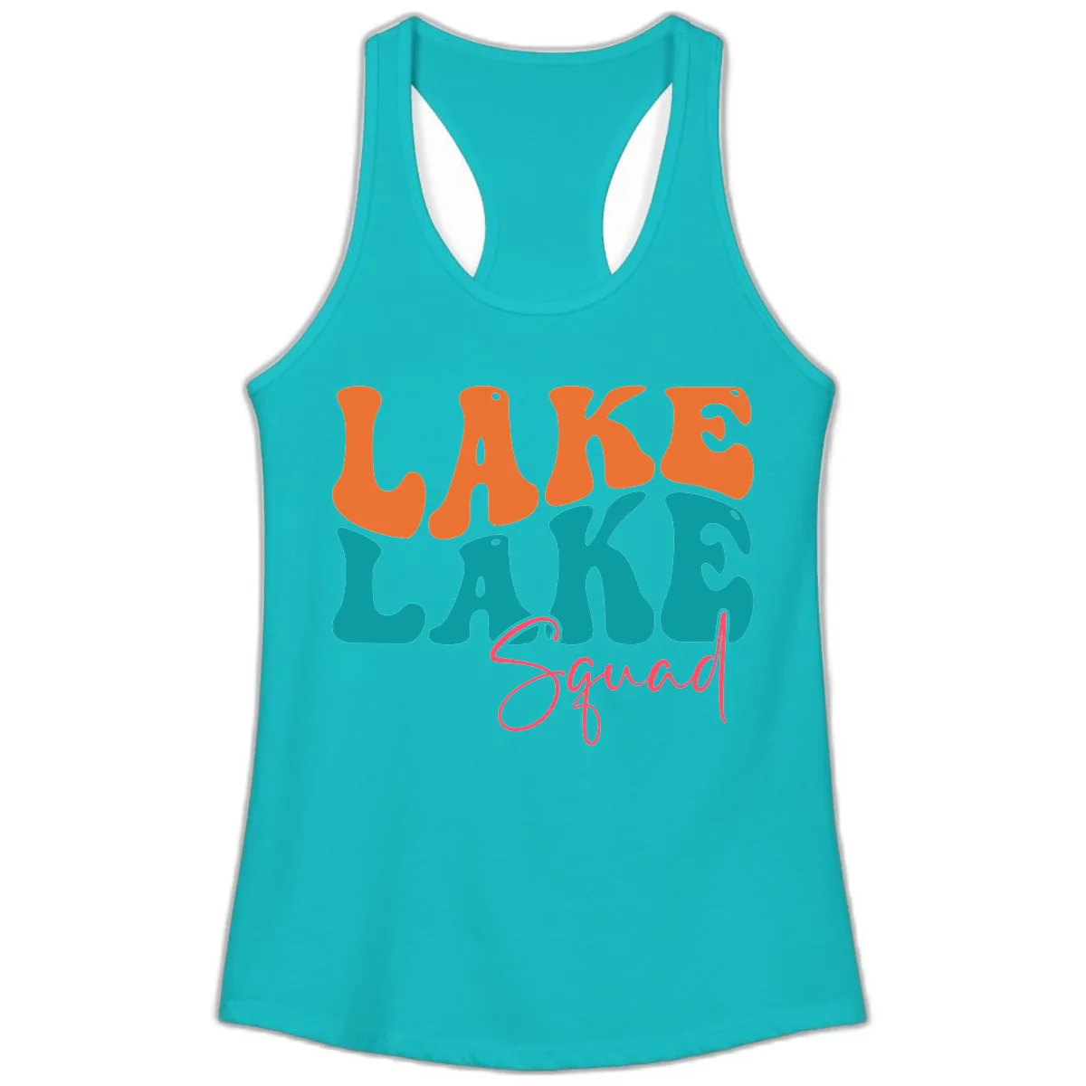Retro Lake Life Squad Apparel Ladies Tank in Tahiti Blue