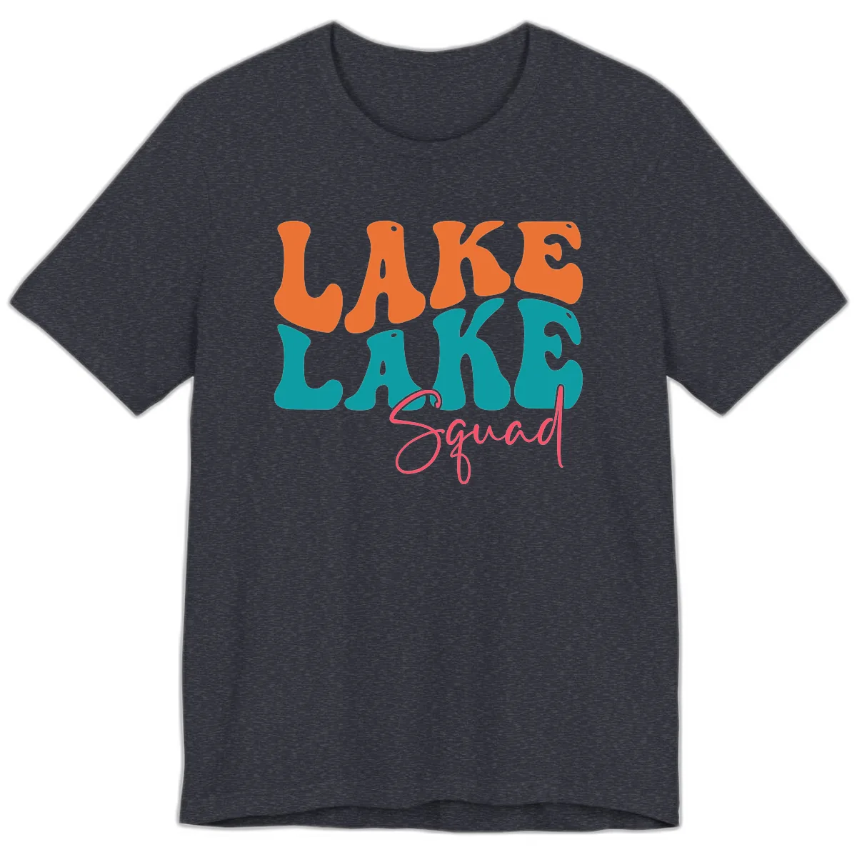 Retro Lake Life Squad Apparel Premium T-Shirt in Heather Navy