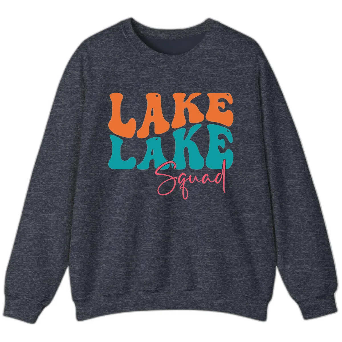 Retro Lake Life Squad Apparel Sweatshirt in Heather Sport Dark Navy