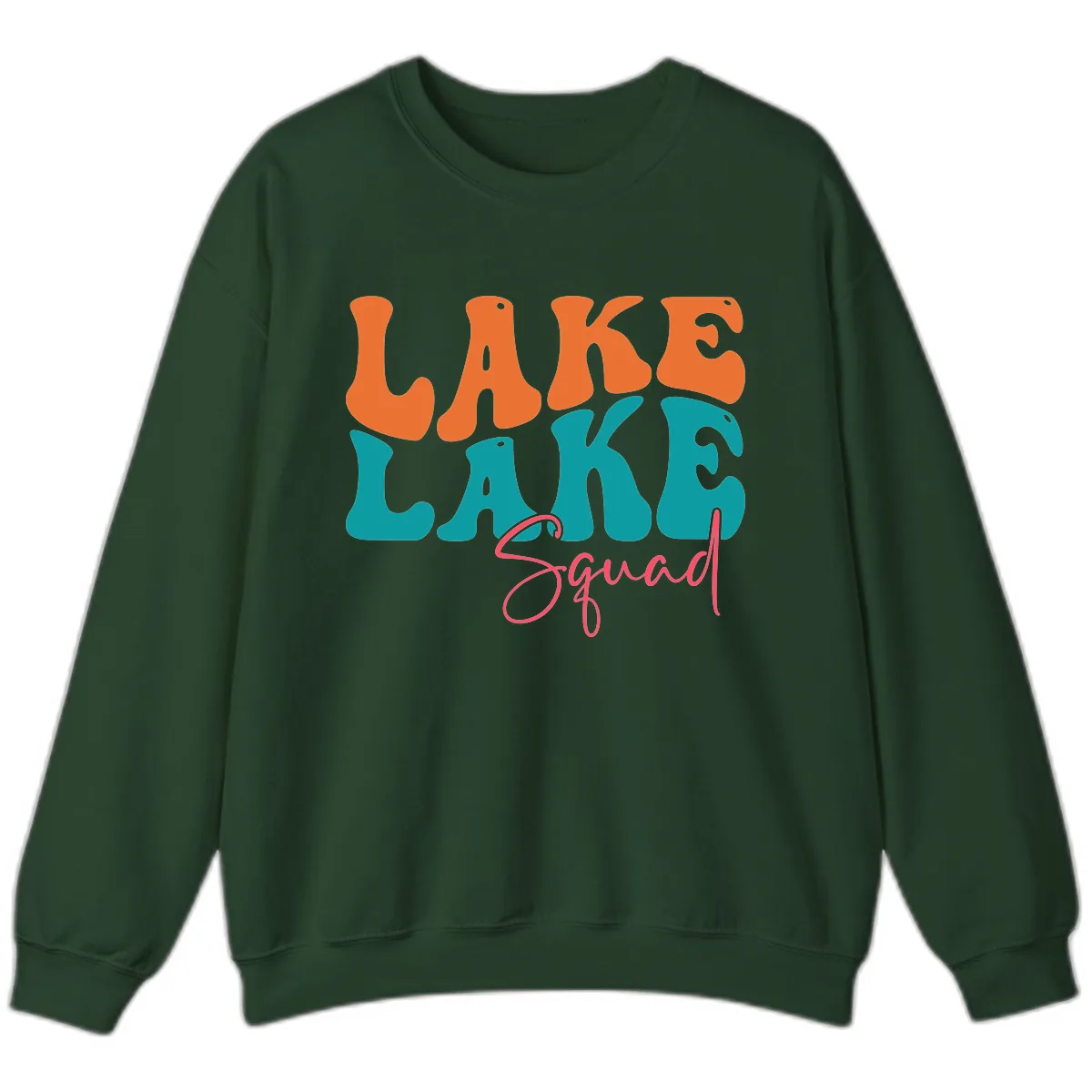 Retro Lake Life Squad Apparel Sweatshirt in Forest Green