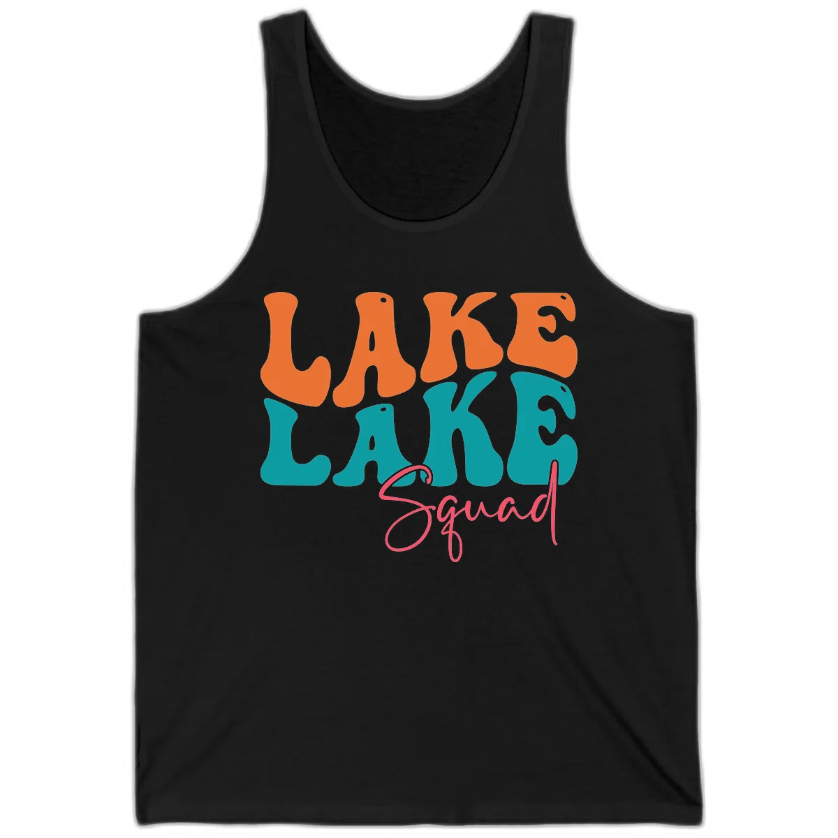 Retro Lake Life Squad Apparel Tank in Black