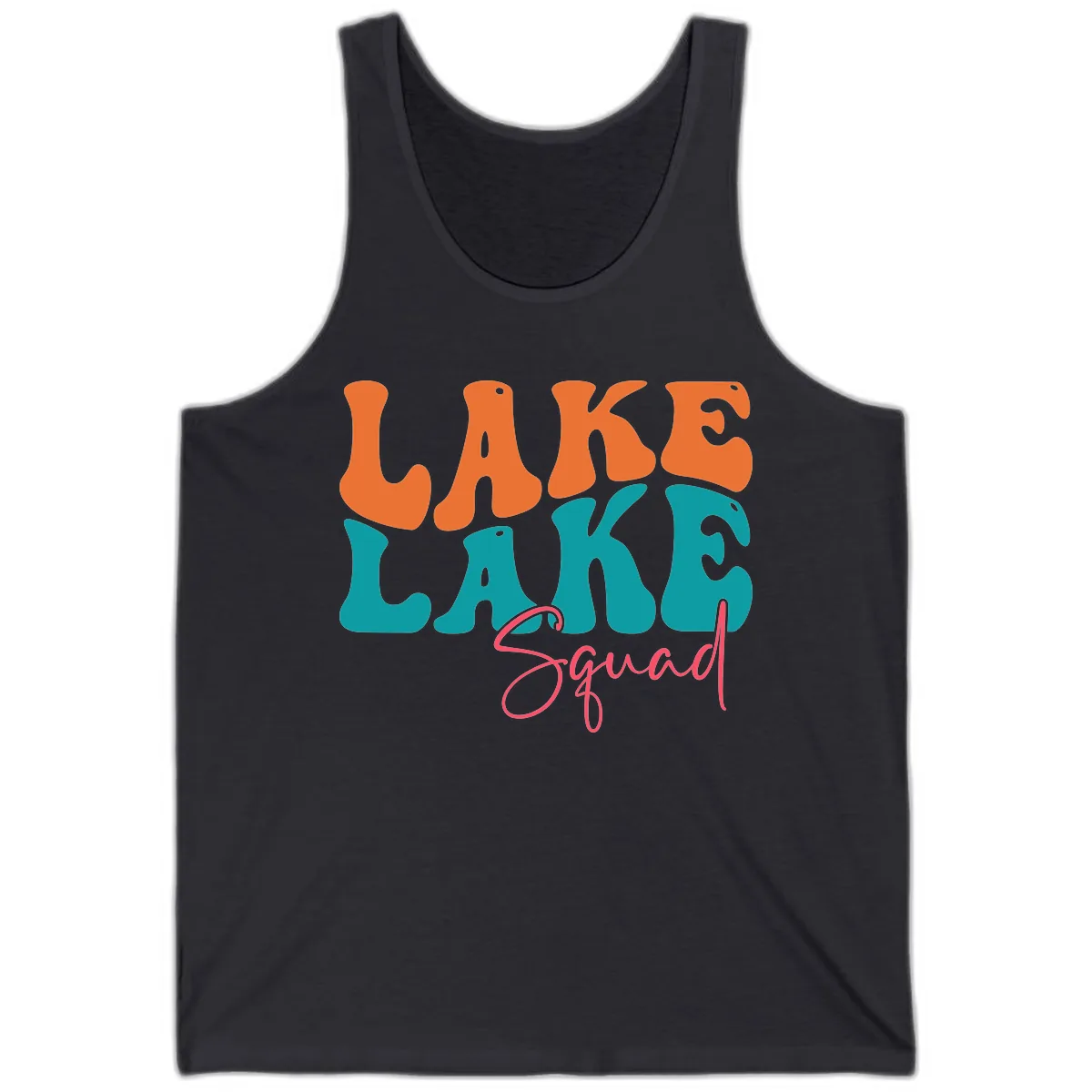 Retro Lake Life Squad Apparel Tank in Dark Grey