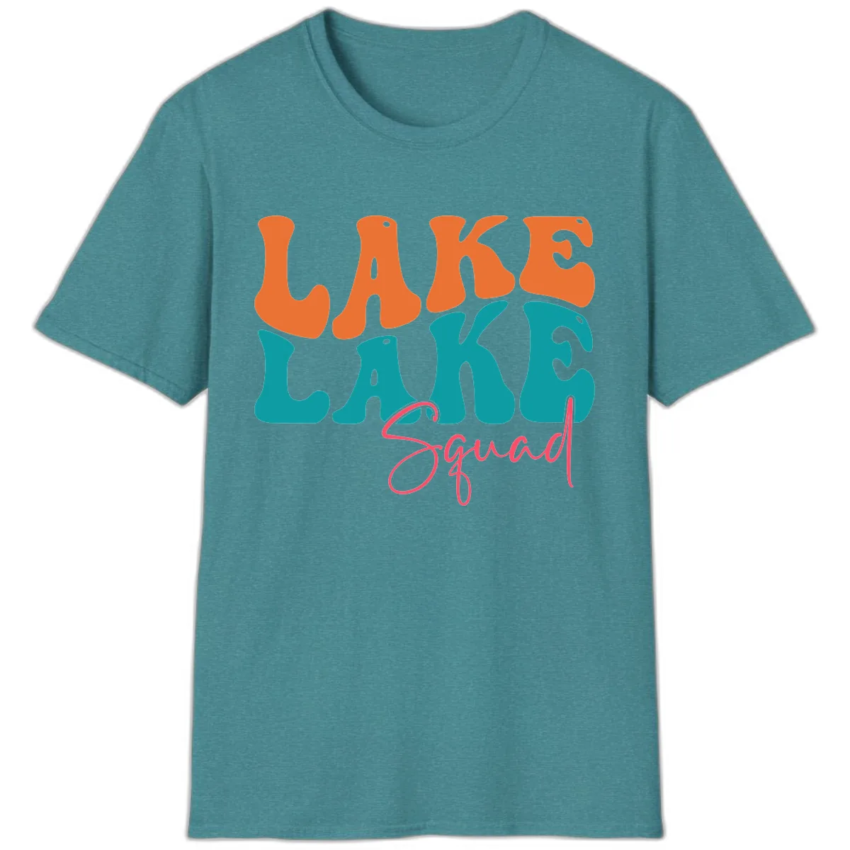 Retro Lake Life Squad Apparel T-Shirt in Heather Galapagos Blue
