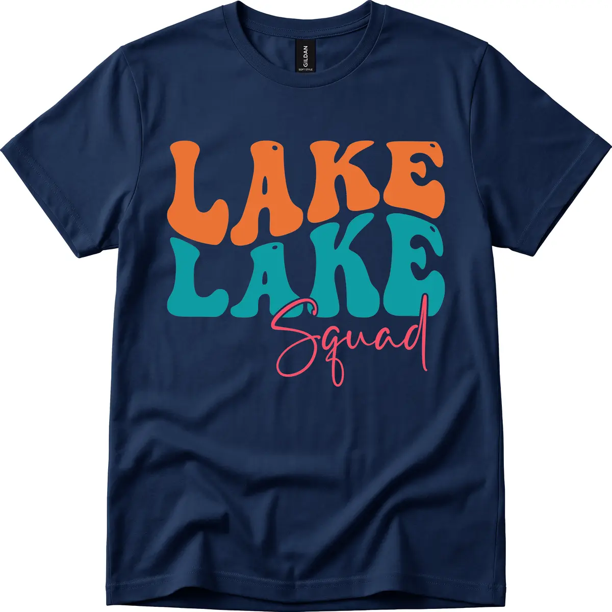 Retro Lake Life Squad Apparel T-Shirt in Navy