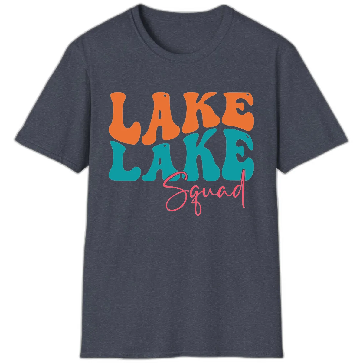 Retro Lake Life Squad Apparel T-Shirt in Heather Navy