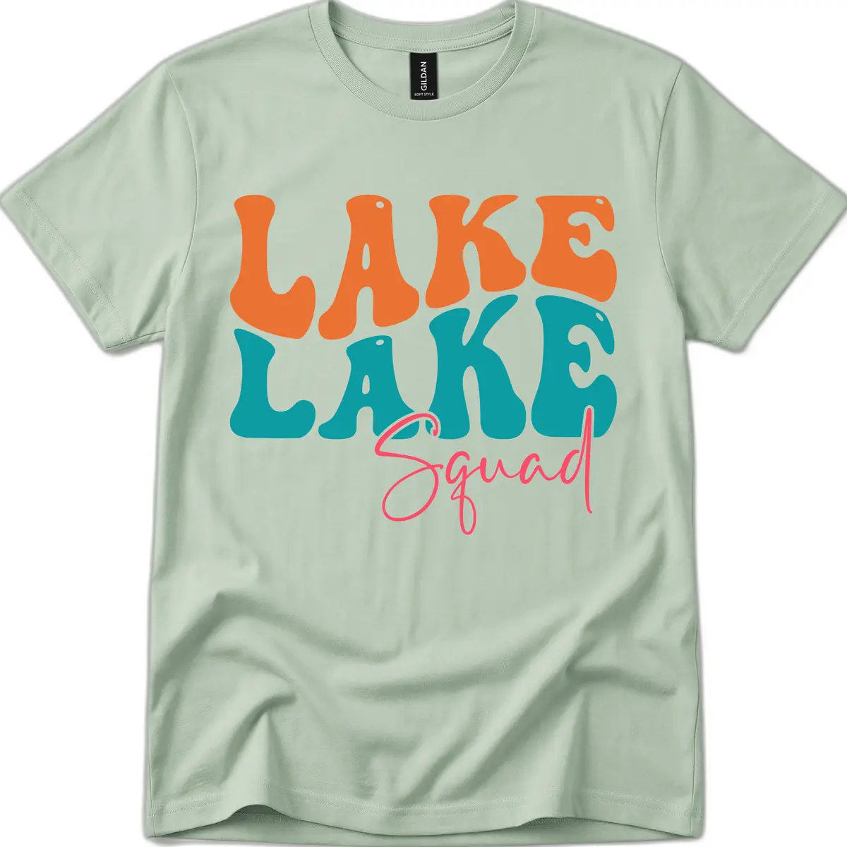 Retro Lake Life Squad Apparel T-Shirt in Sage