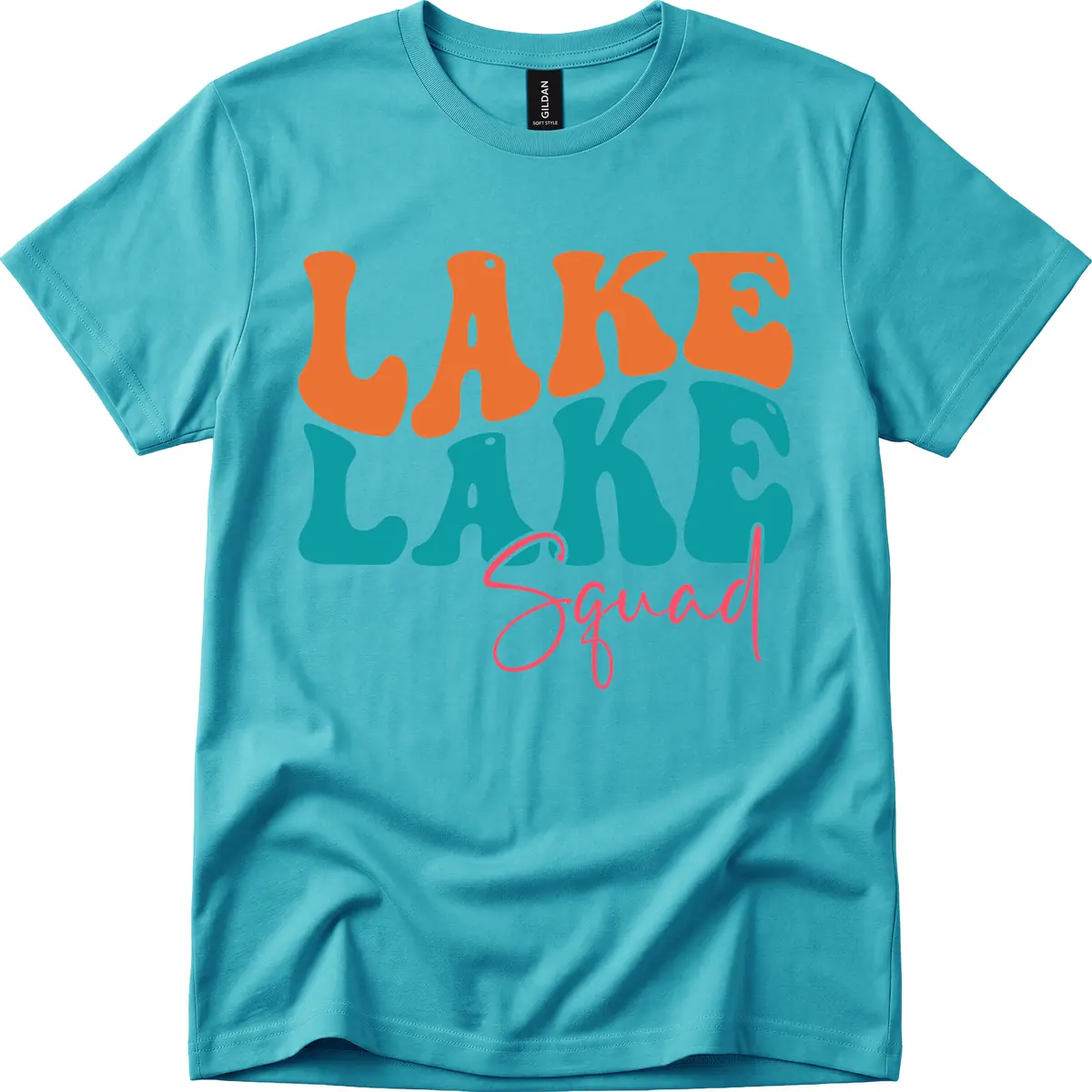 Retro Lake Life Squad Apparel T-Shirt in Tropical Blue