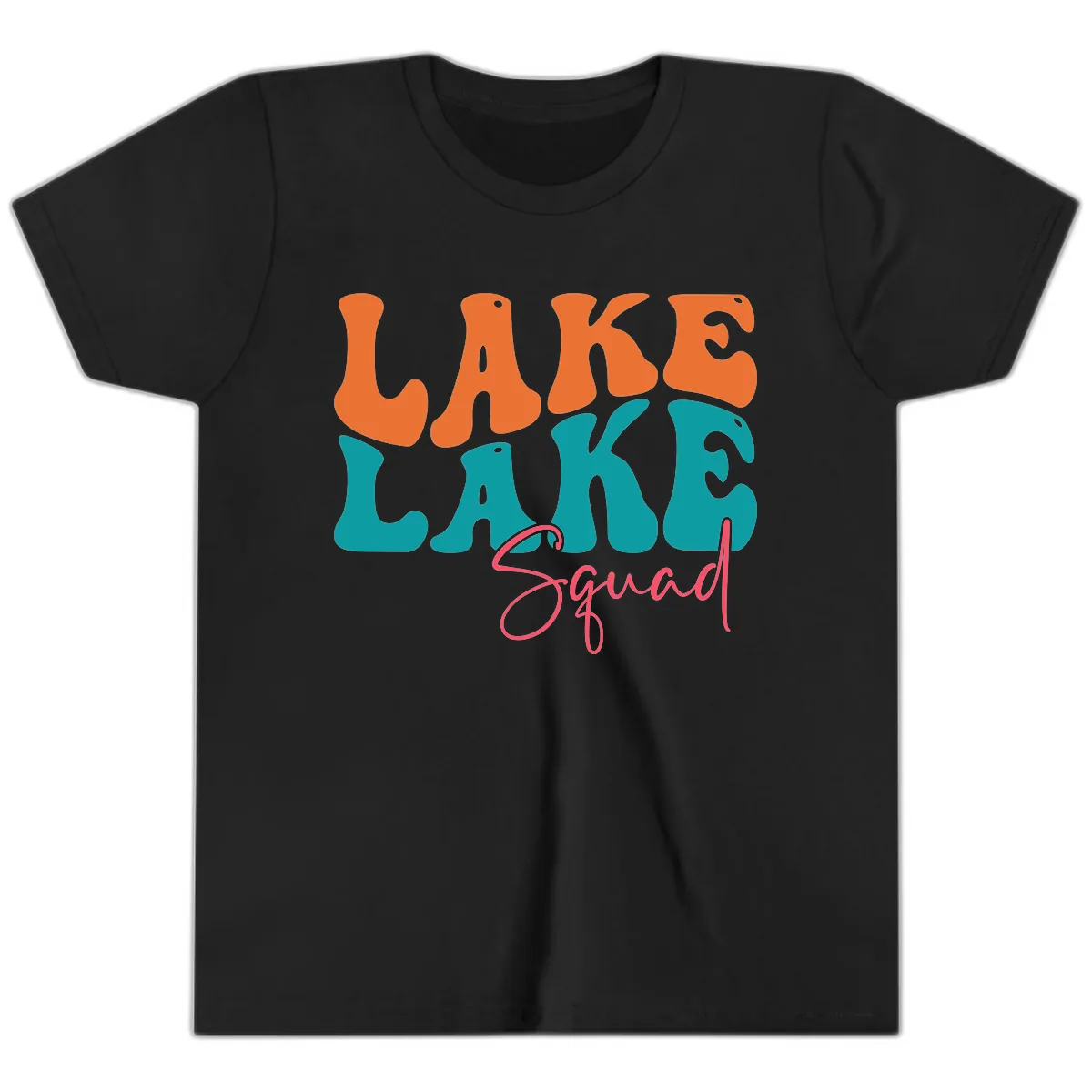 Retro Lake Life Squad Apparel Youth T-Shirt in Black