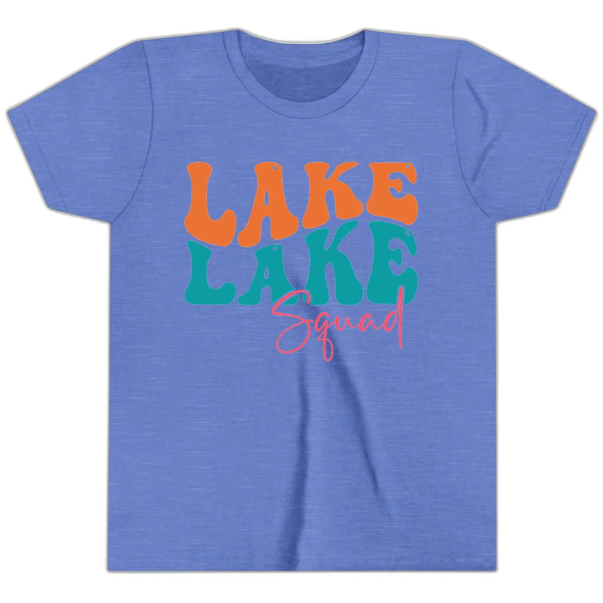 Retro Lake Life Squad Apparel Youth T-Shirt in Heather Columbia Blue