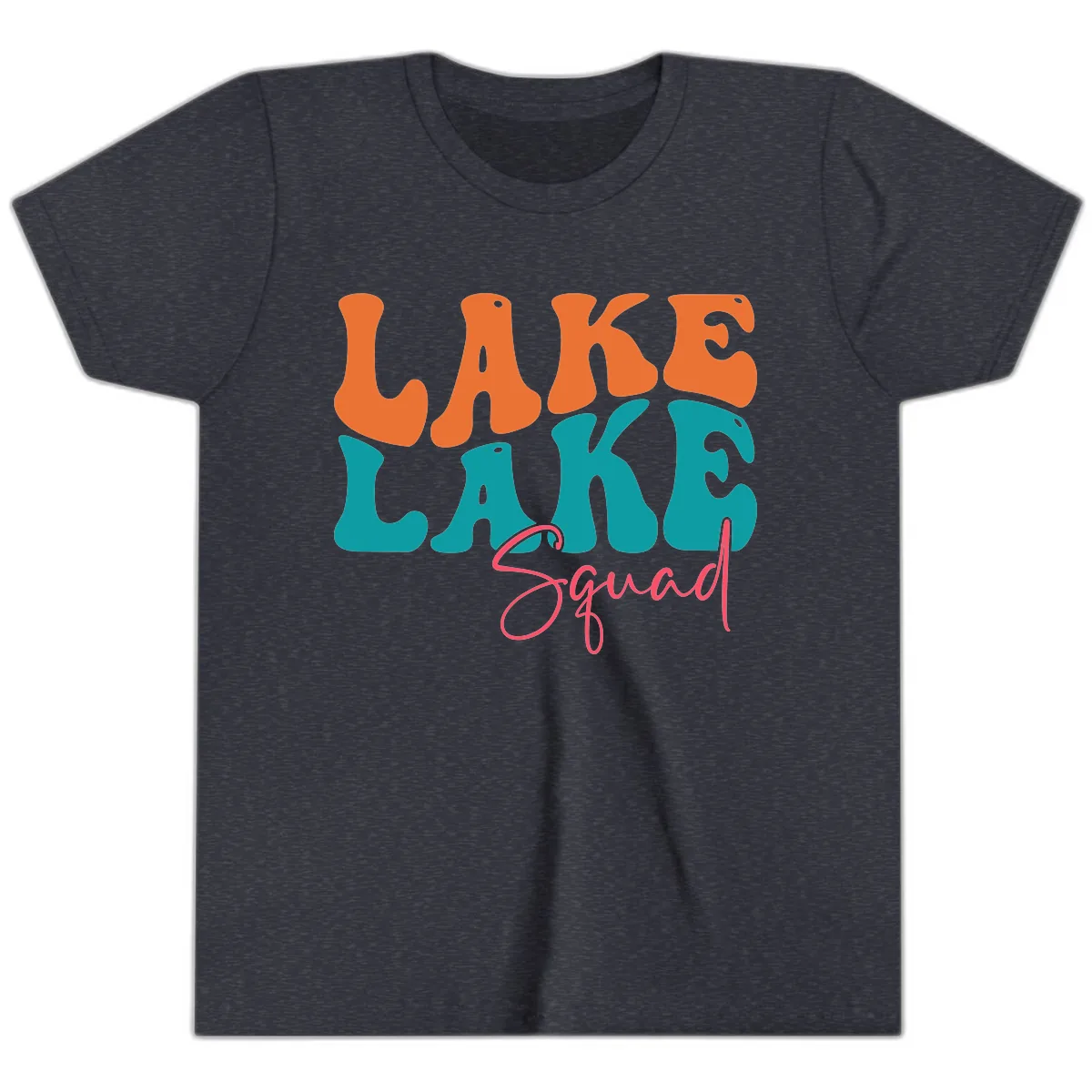 Retro Lake Life Squad Apparel Youth T-Shirt in Heather Navy