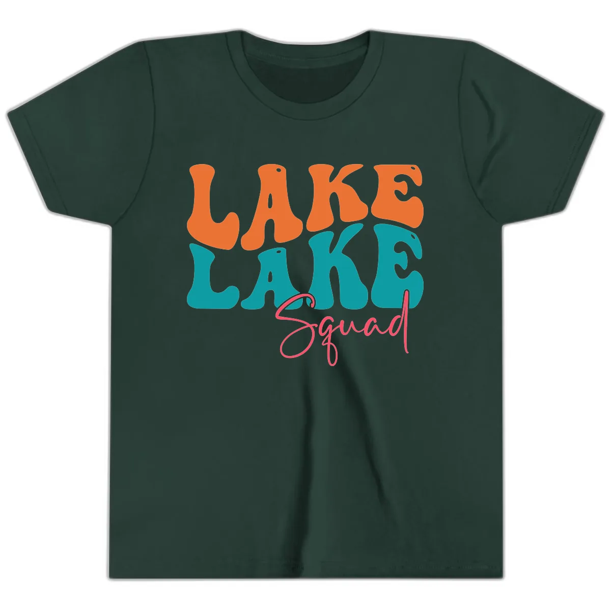 Retro Lake Life Squad Apparel Youth T-Shirt in Forest