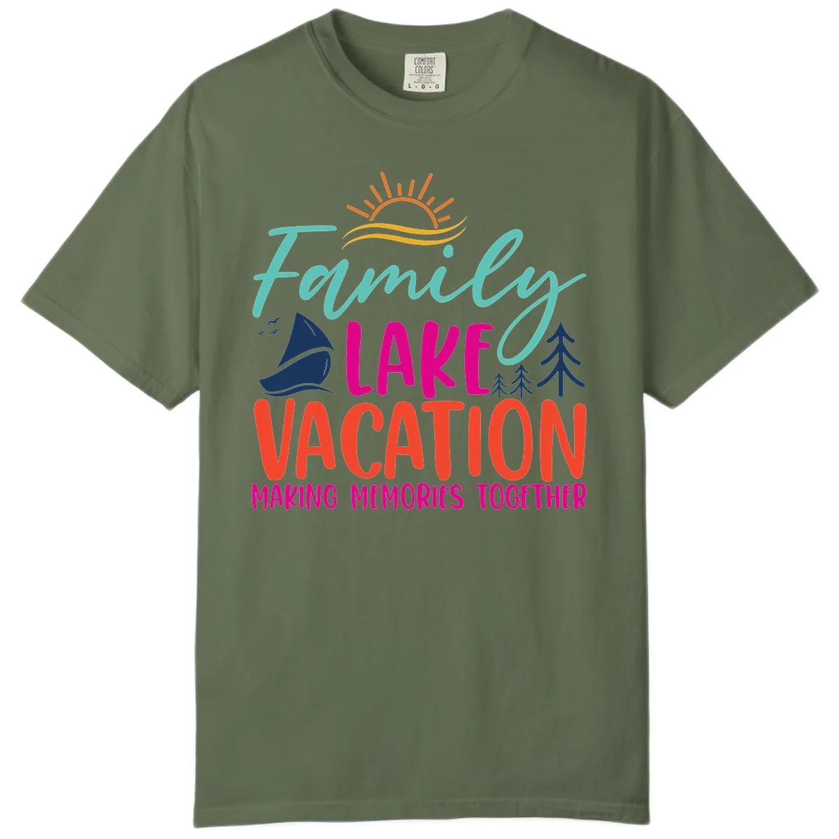 Family Lake Vacation Making Memories Comfort Color in Sage