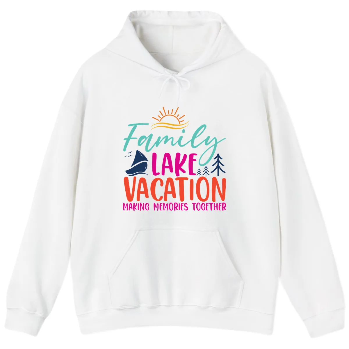 Family Lake Vacation Making Memories Hoodie in White