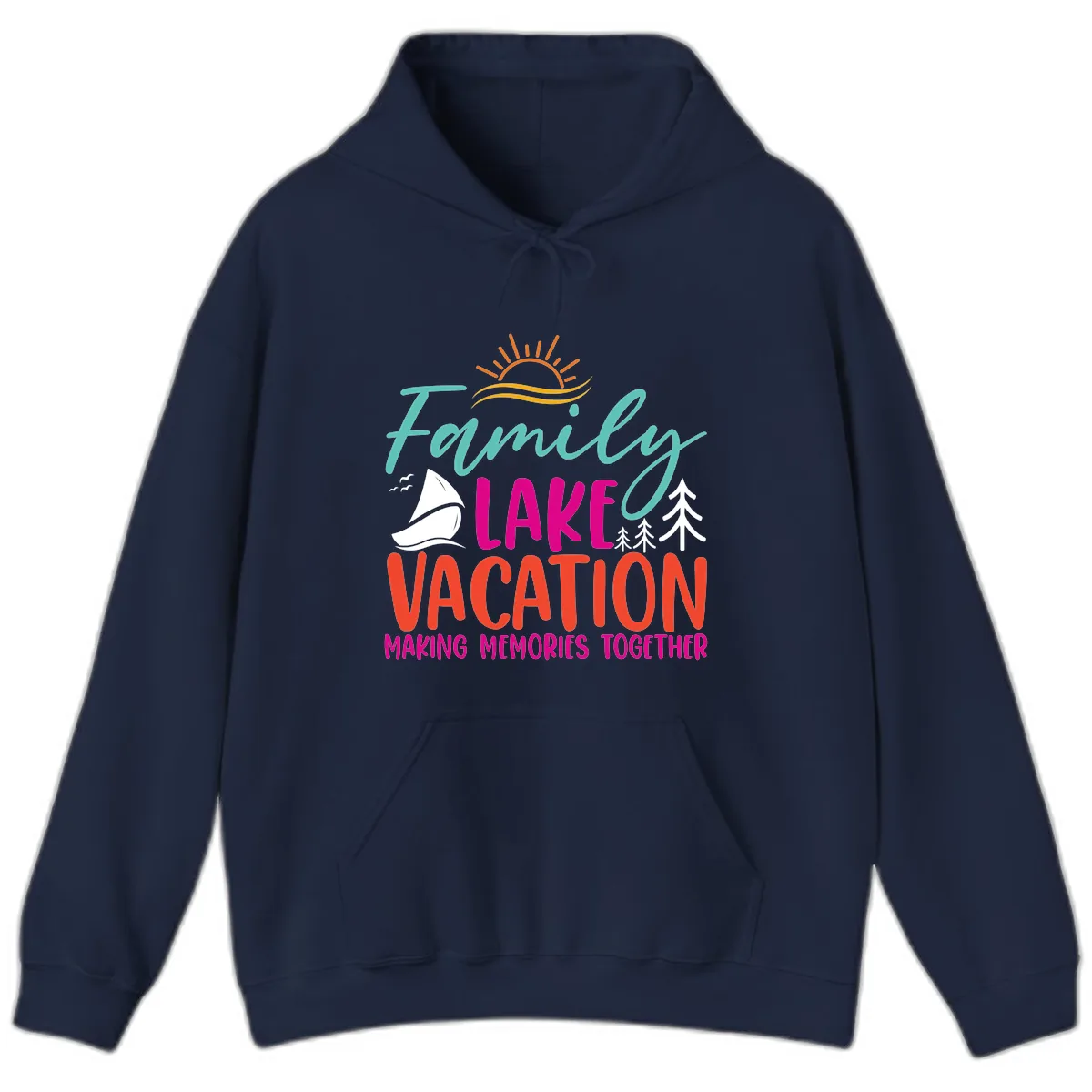Family Lake Vacation Making Memories Hoodie in Navy