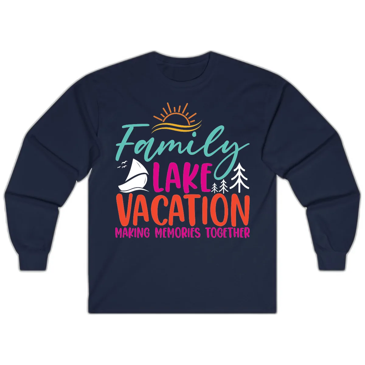 Family Lake Vacation Making Memories Long Sleeve in Navy