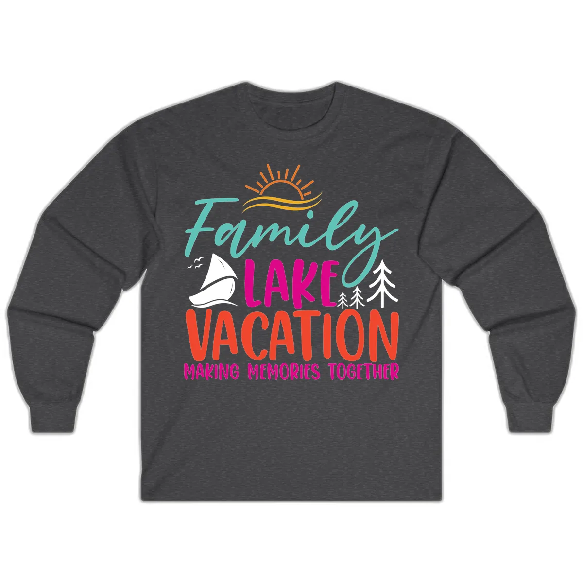 Family Lake Vacation Making Memories Long Sleeve in Dark Heather