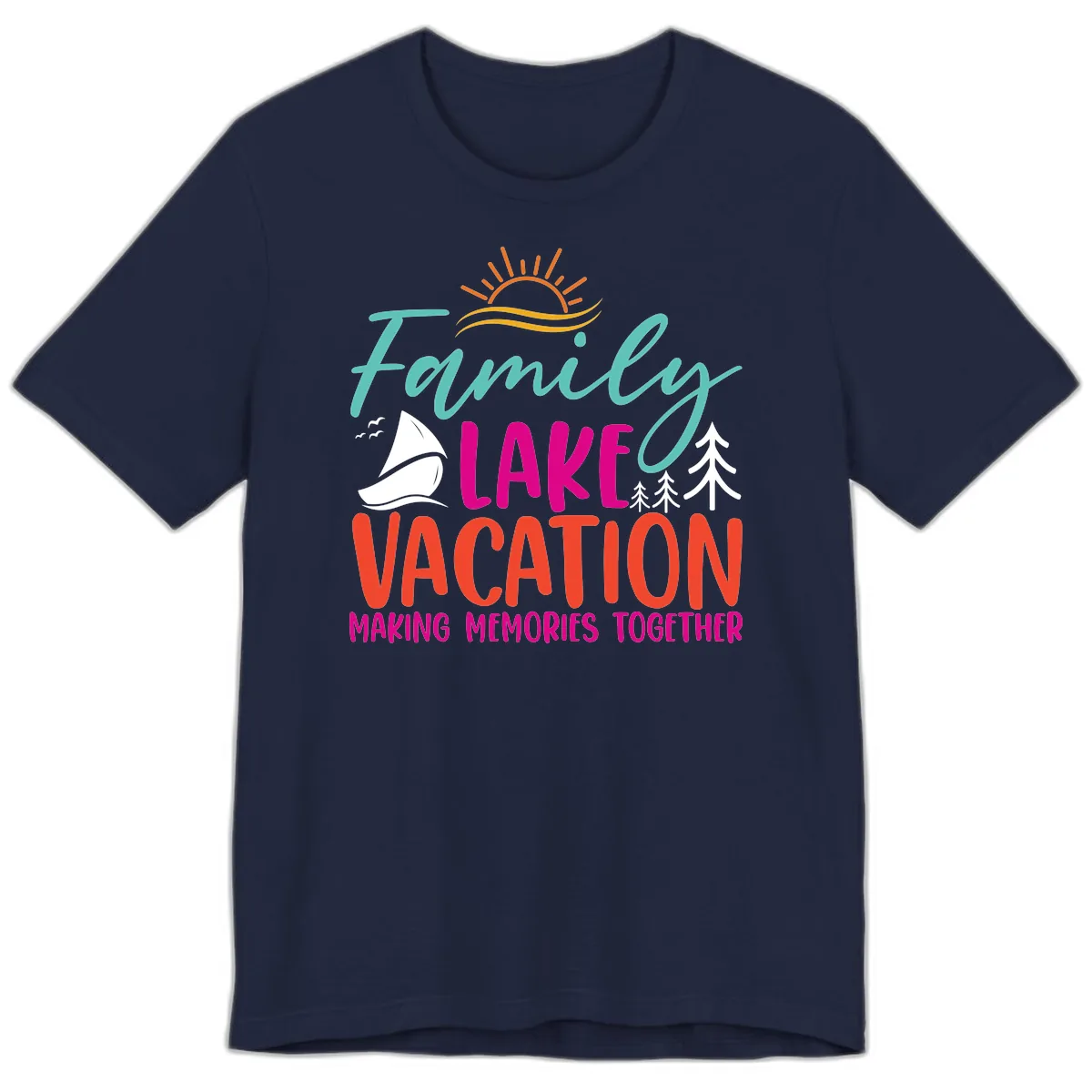 Family Lake Vacation Making Memories Premium T-Shirt in Navy