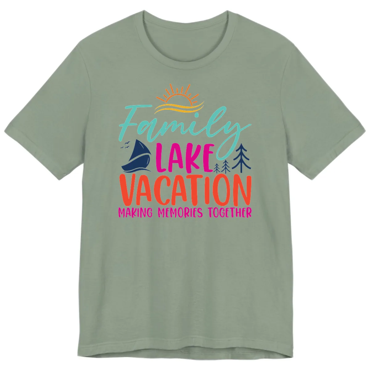 Family Lake Vacation Making Memories Premium T-Shirt in Sage