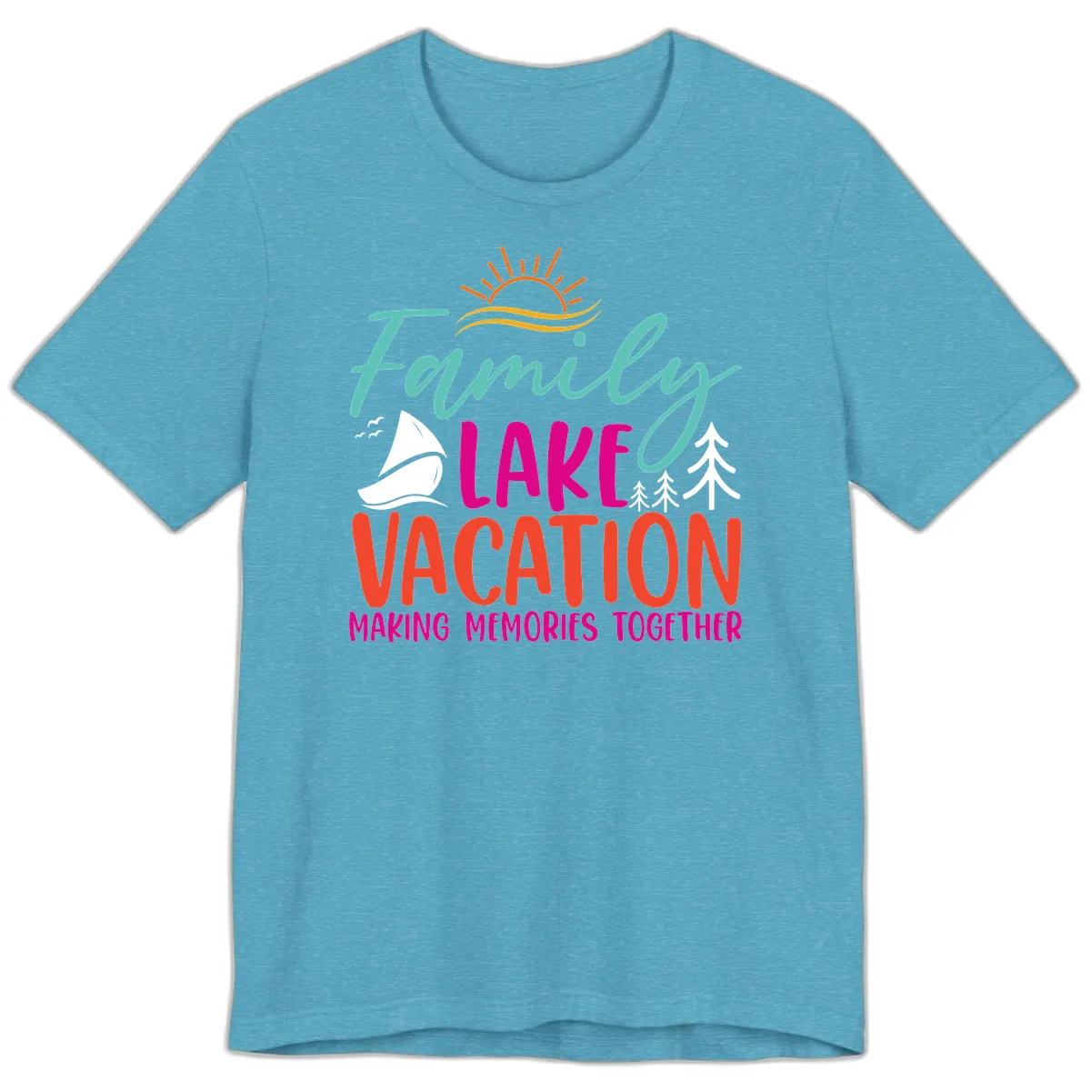 Family Lake Vacation Making Memories Premium T-Shirt in Heather Aqua
