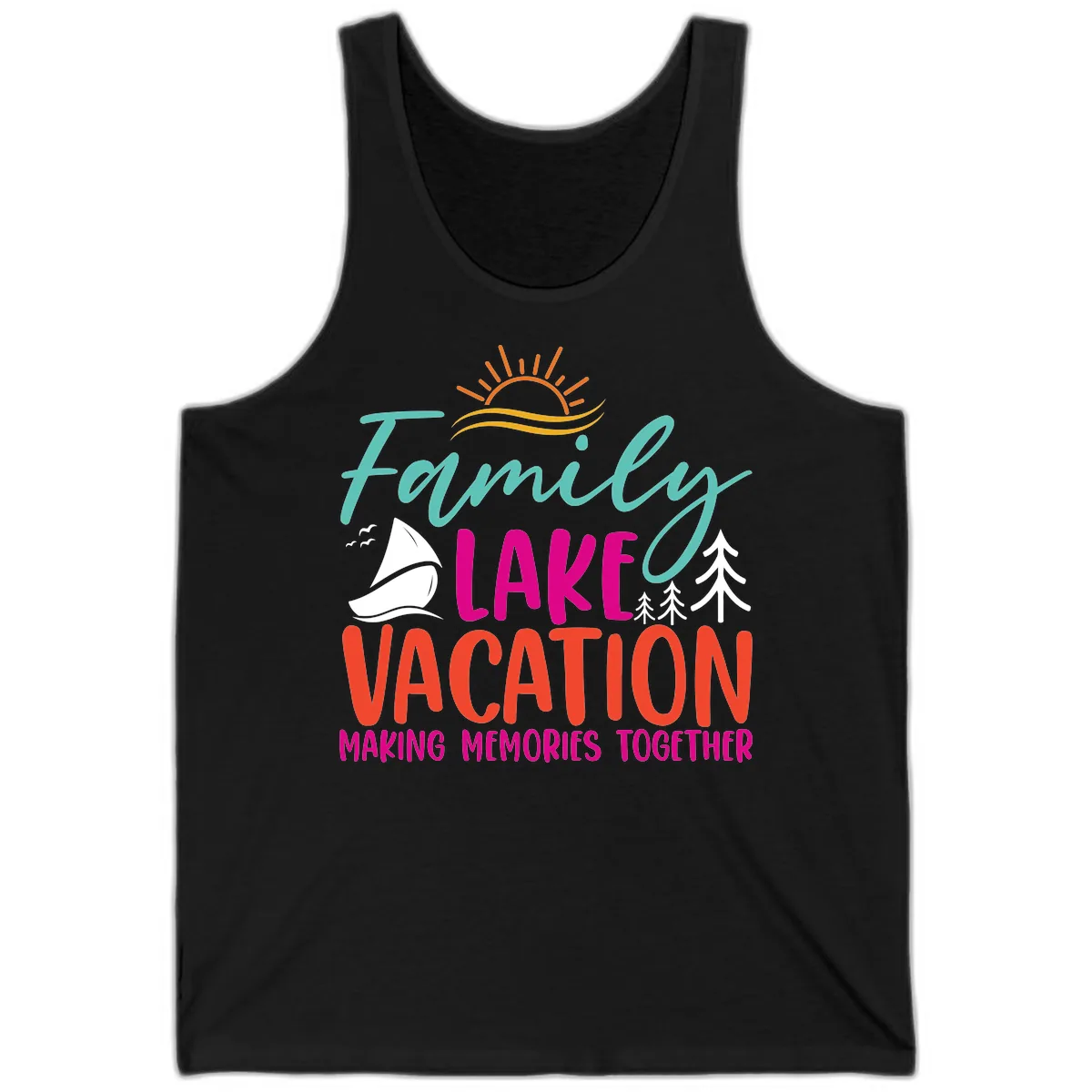 Family Lake Vacation Making Memories Tank in Black