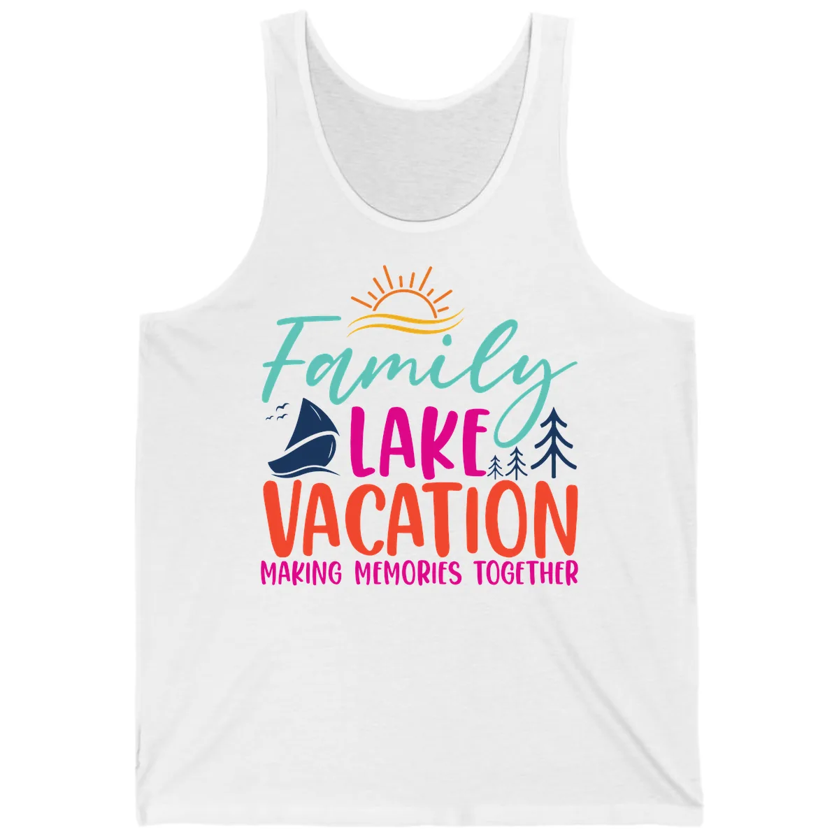 Family Lake Vacation Making Memories Tank in White