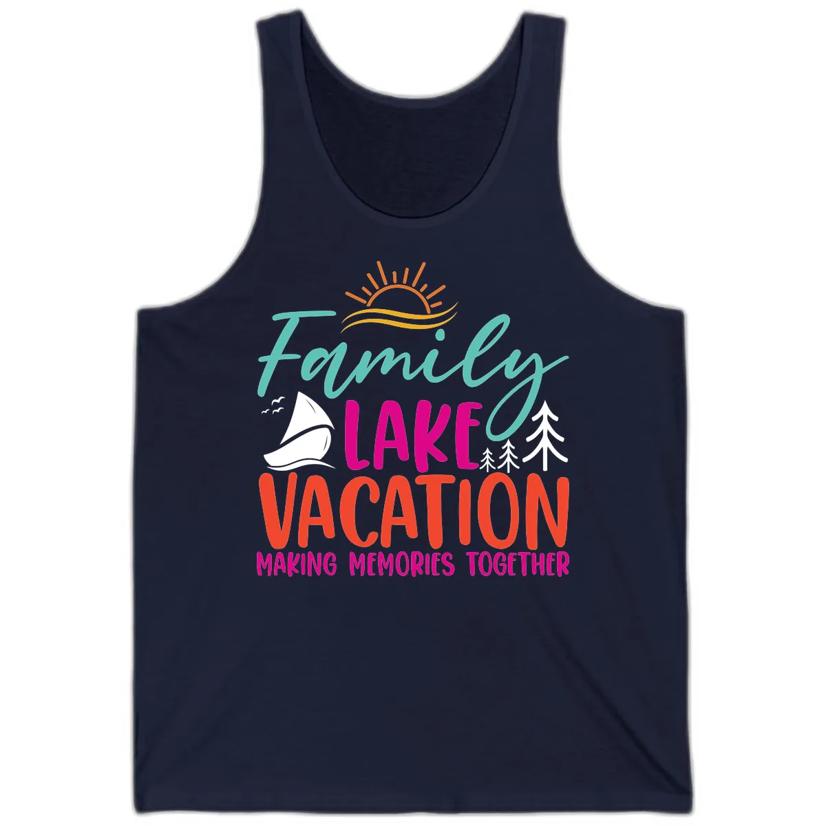 Family Lake Vacation Making Memories Tank in Navy