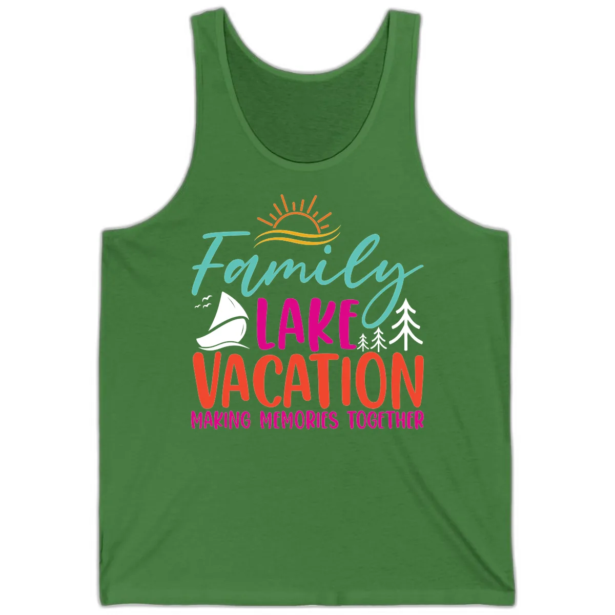 Family Lake Vacation Making Memories Tank in Leaf