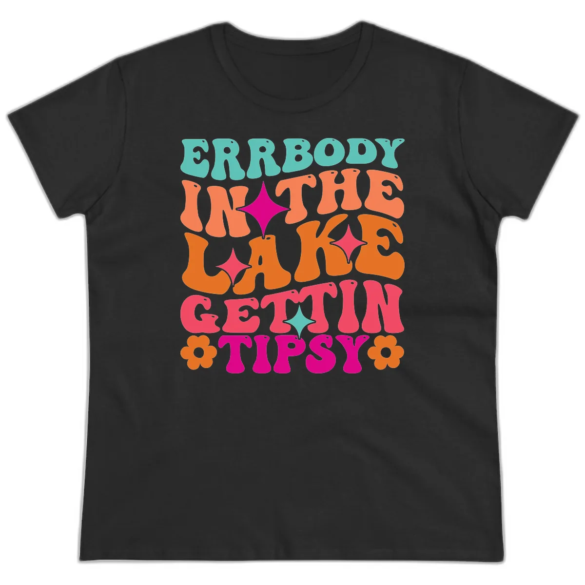 Everybody In The Lake Gettin Tipsy Ladies Tee in Black
