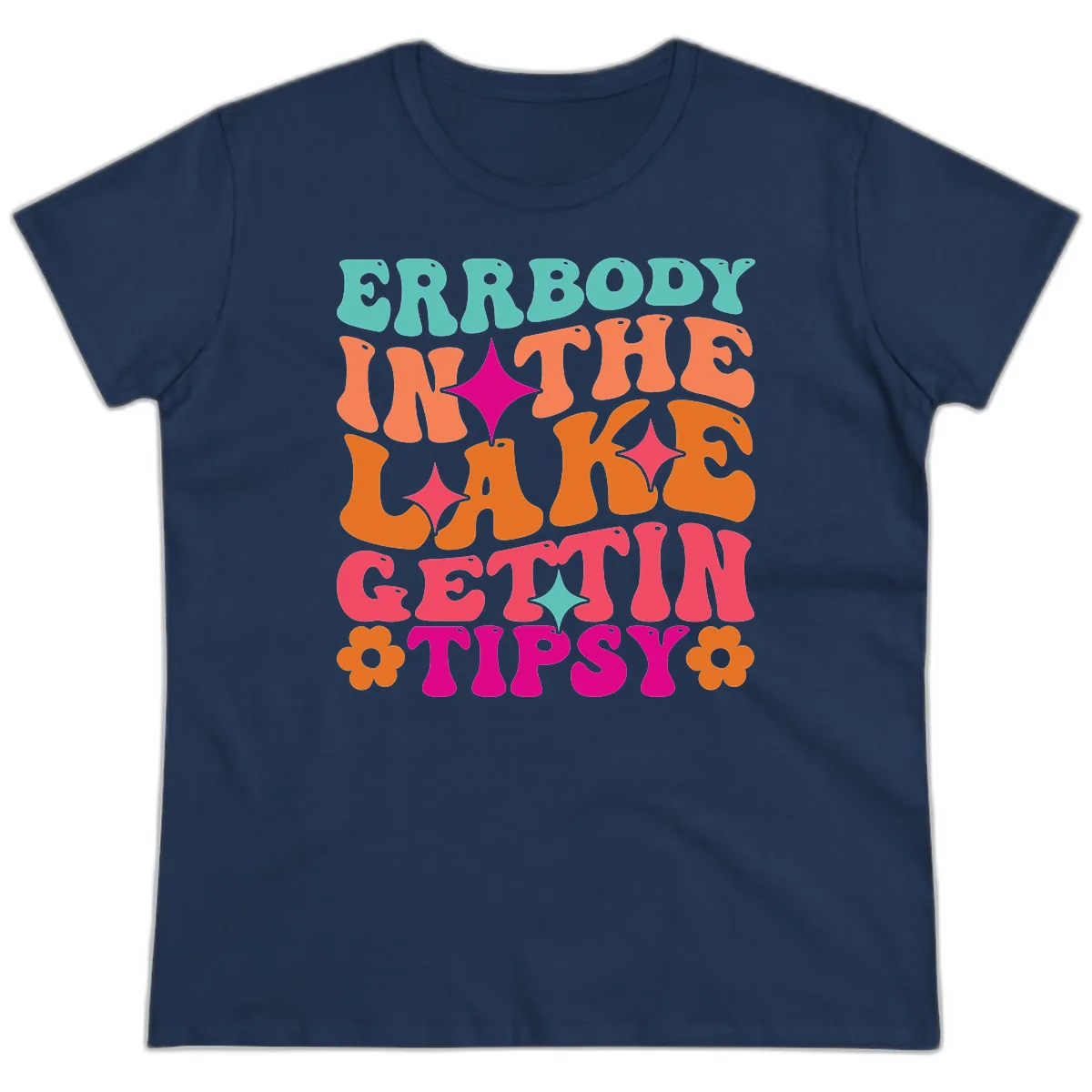 Everybody In The Lake Gettin Tipsy Ladies Tee in Navy
