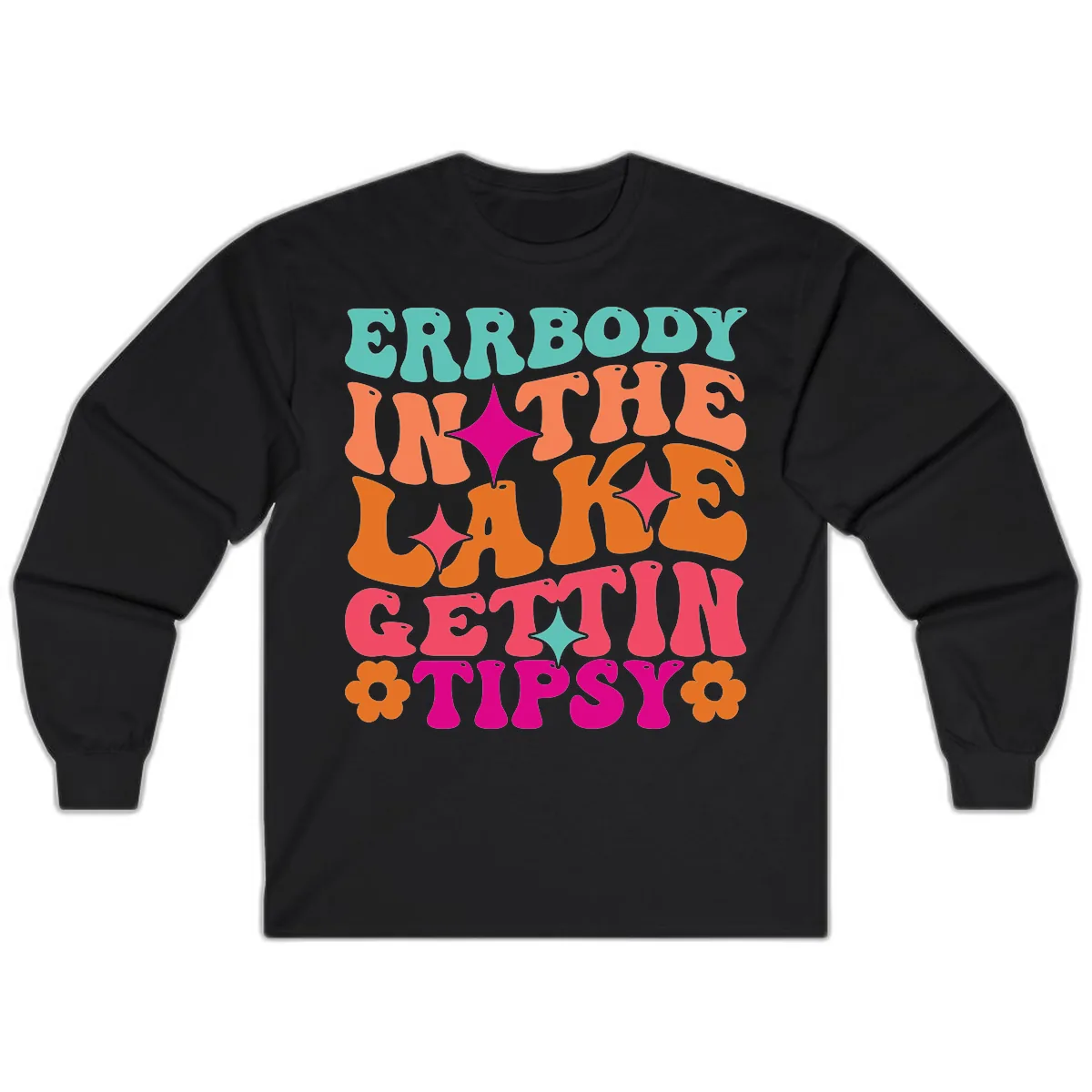 Everybody In The Lake Gettin Tipsy Long Sleeve in Black