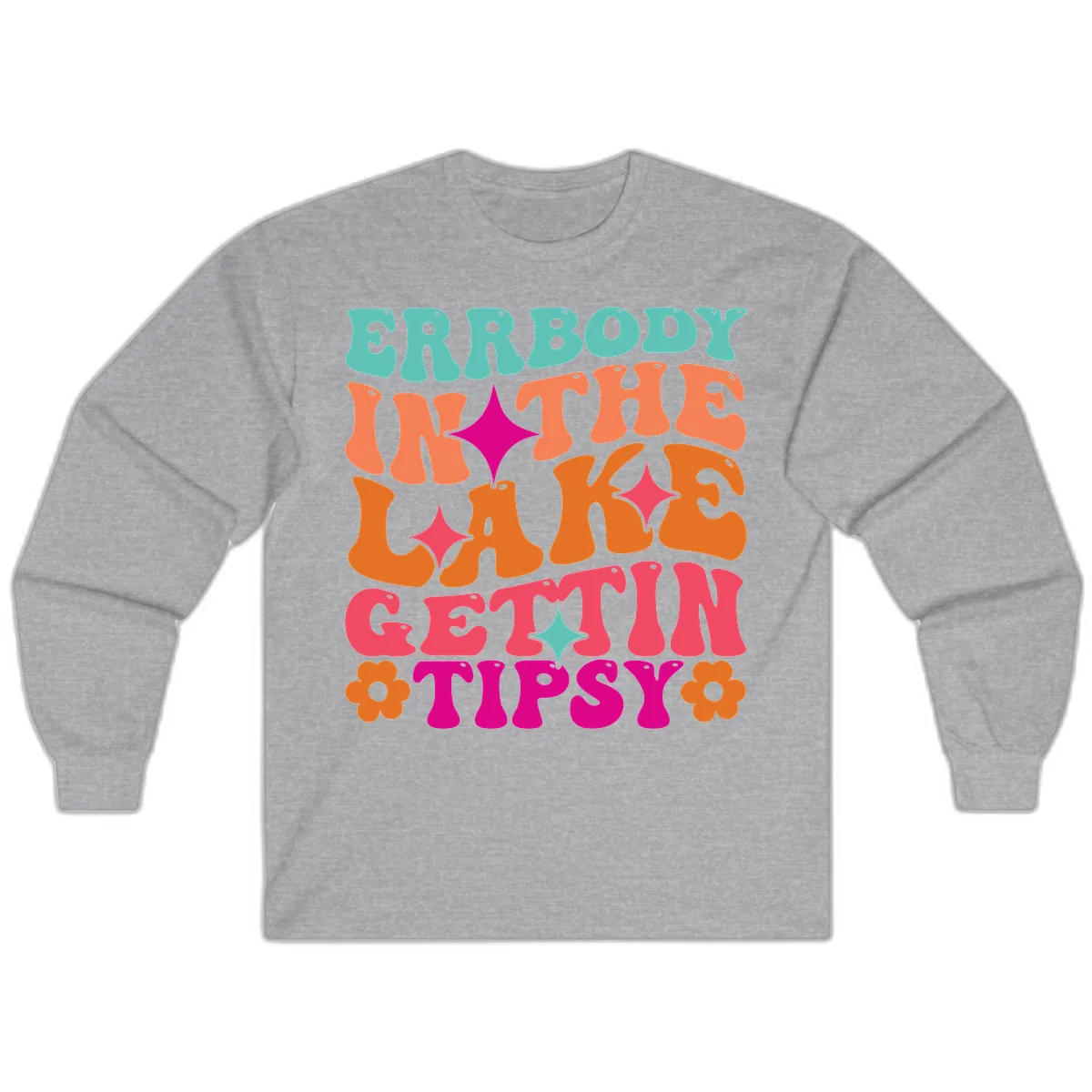Everybody In The Lake Gettin Tipsy Long Sleeve in Sport Grey