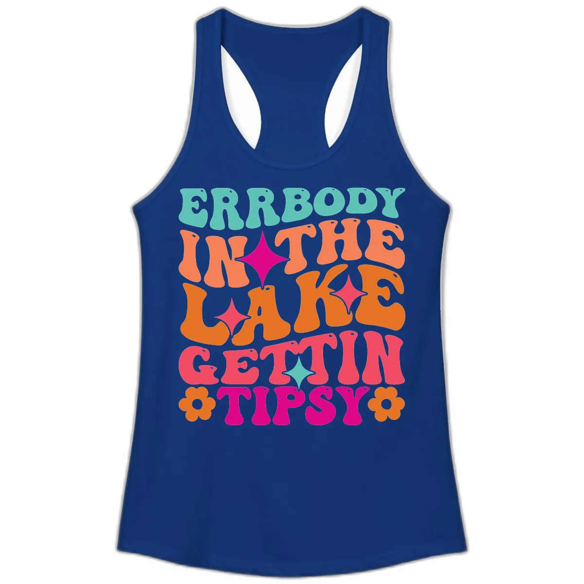 Everybody In The Lake Gettin Tipsy Ladies Tank in Solid Royal